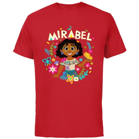 Disney Encanto Mirabel Madrigal Floral - Short Sleeve Cotton T-Shirt for Adults - Customized-Red