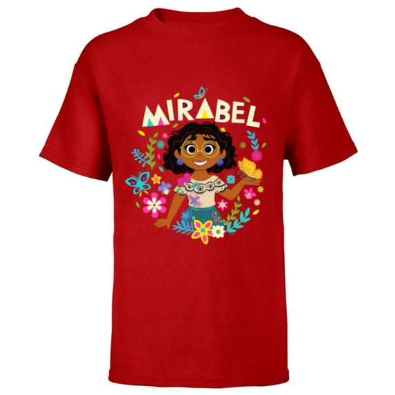 Disney Encanto Mirabel Madrigal Floral - Short Sleeve T-Shirt for Kids - Customized-Red