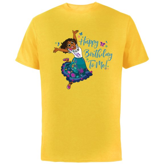 Disney Encanto Mirabel Madrigal Happy Birthday to Me! - Short Sleeve Cotton T-Shirt for Adults - Customized-Yellow