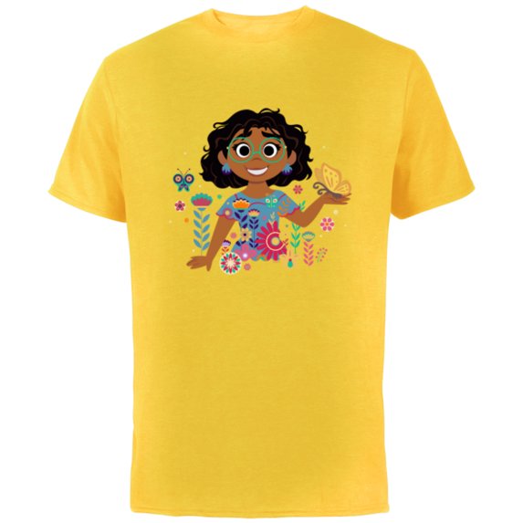 Disney Encanto Mirabel Spring Easter Butterflies and Flowers - Short Sleeve Cotton T-Shirt for Adults - Customized-Yellow