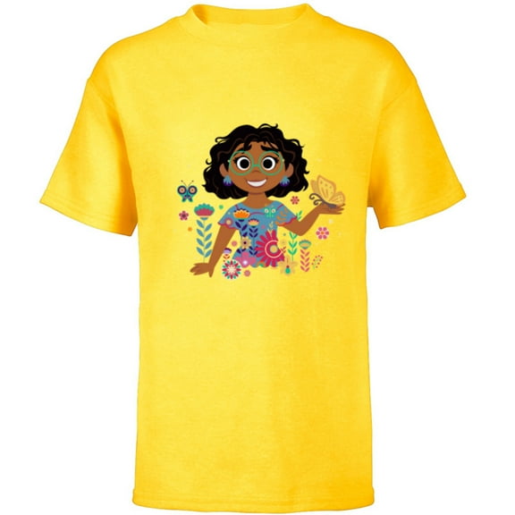 Disney Encanto Mirabel Spring Easter Butterflies and Flowers - Short Sleeve T-Shirt for Kids - Customized-Yellow