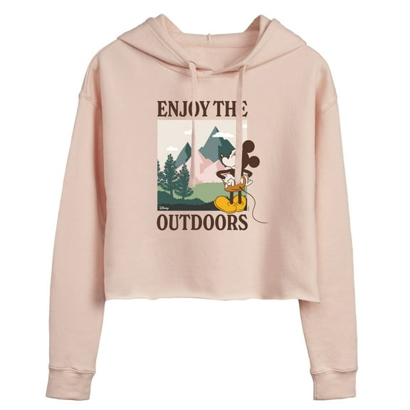 Disney - Enjoy The Outdoors Mickey - Juniors Cropped Pullover Hoodie