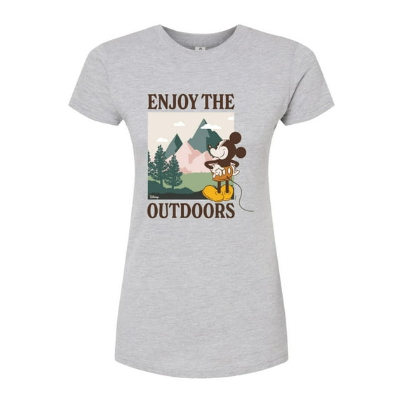 Disney - Enjoy The Outdoors Mickey - Juniors Fitted Graphic T-Shirt