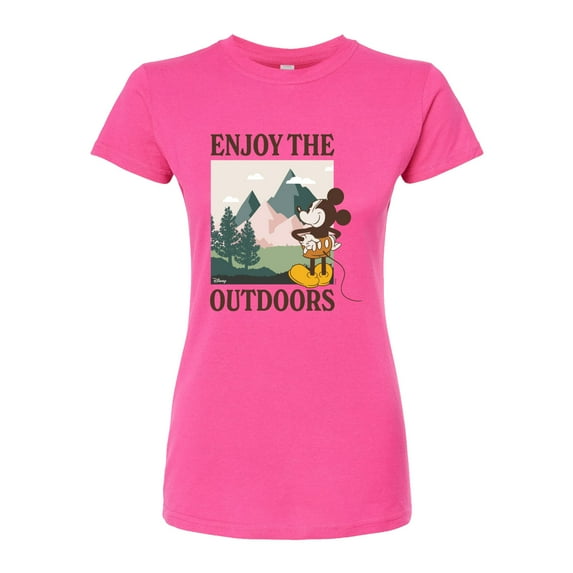 Disney - Enjoy The Outdoors Mickey - Juniors Fitted Graphic T-Shirt