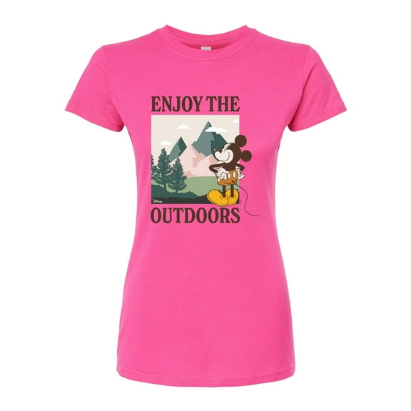 Disney - Enjoy The Outdoors Mickey - Juniors Fitted Graphic T-Shirt