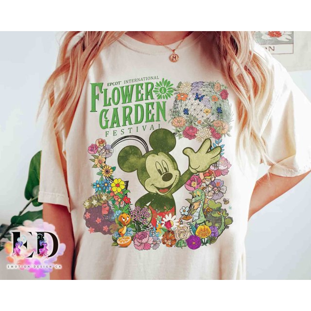Disney Epcot Flower & Garden Festival 2024 Tshirt, Disney Mickey Figment Orange Bird Tree Tee