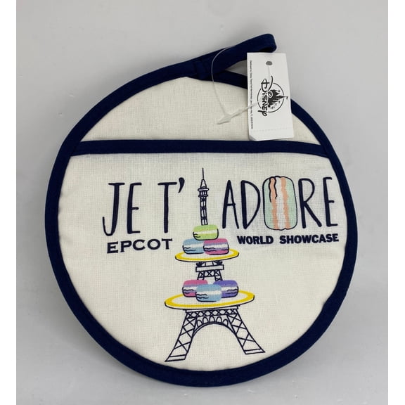 Disney Epcot France Paris Mickey Icon Je T' Adore Macarons Pot Holder New w Tag