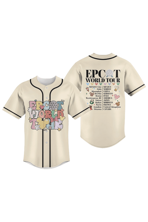 Disney Epcot World Tour 2025 Baseball Jersey, Mickey Drink Around The World Football Jersey, Disneyland Family Athletic Jersey