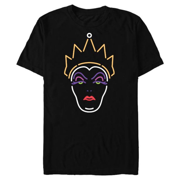 Disney Evil Queen Neon Face T-Shirt- Short Sleeve Blended T-Shirt for Adults - Customized-Black