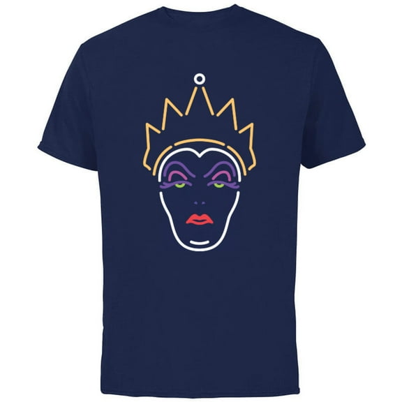 Disney Evil Queen Neon Face T-Shirt - Short Sleeve Cotton T-Shirt for Adults - Customized-Athletic Navy