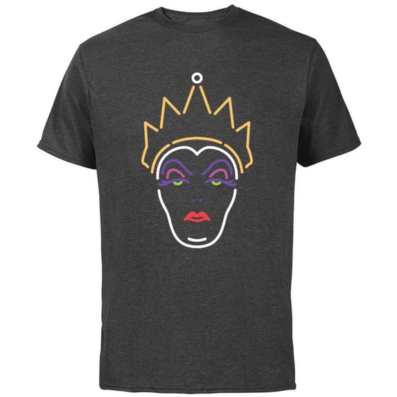 Disney Evil Queen Neon Face T-Shirt - Short Sleeve Cotton T-Shirt for Adults - Customized-Charcoal Heather