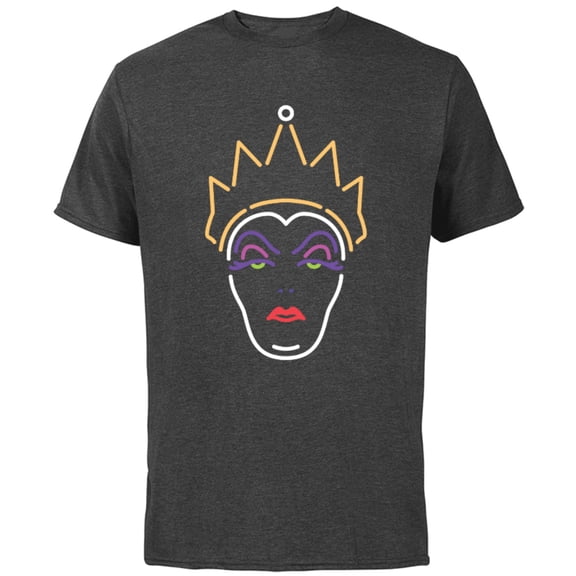 Disney Evil Queen Neon Face T-Shirt - Short Sleeve Cotton T-Shirt for Adults - Customized-Charcoal Heather