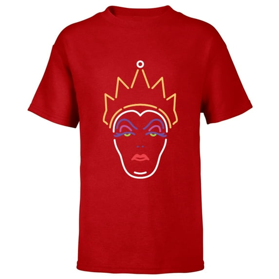 Disney Evil Queen Neon Face T-Shirt - Short Sleeve T-Shirt for Kids - Customized-Red