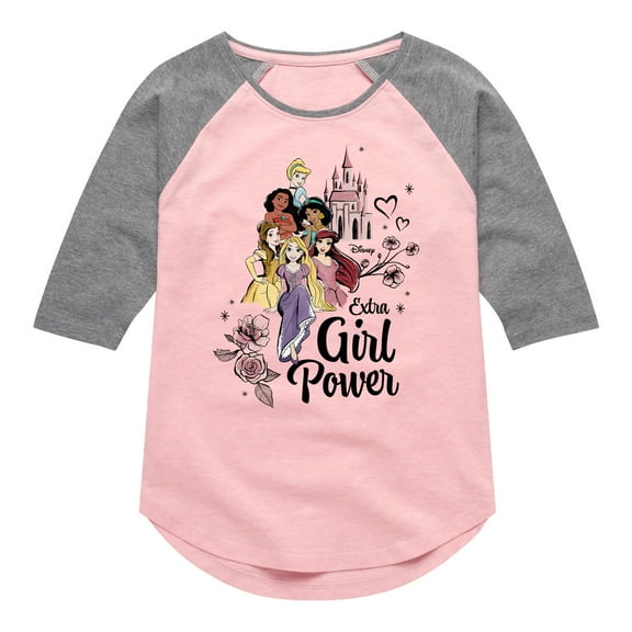 Disney - Extra Girl Power  - Toddler & Youth Girls Raglan Graphic T-Shirt