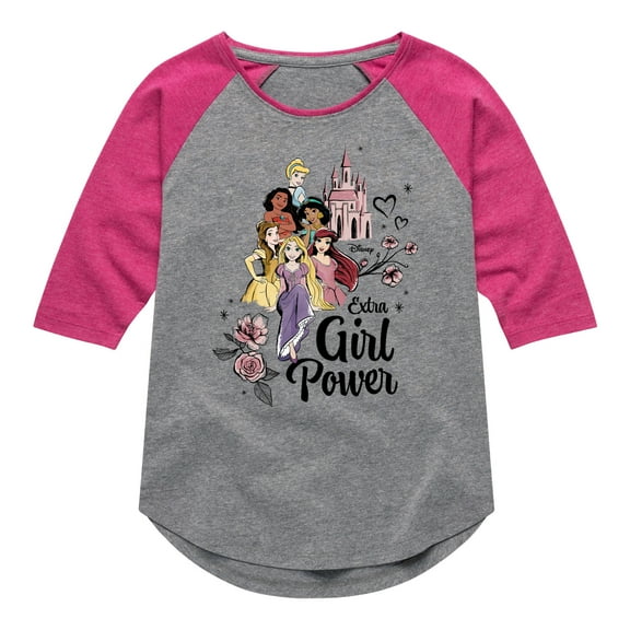 Disney - Extra Girl Power  - Toddler & Youth Girls Raglan Graphic T-Shirt