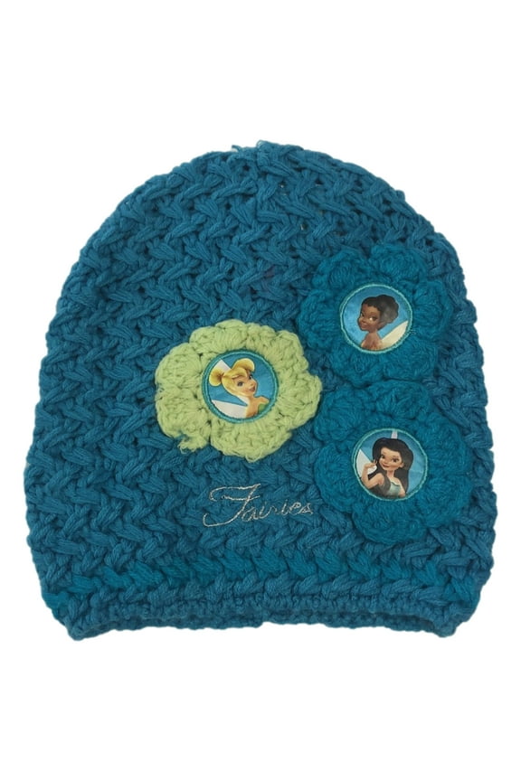 Fairies Girls Blue Tinkerbell Beanie Stocking Cap Winter Hat