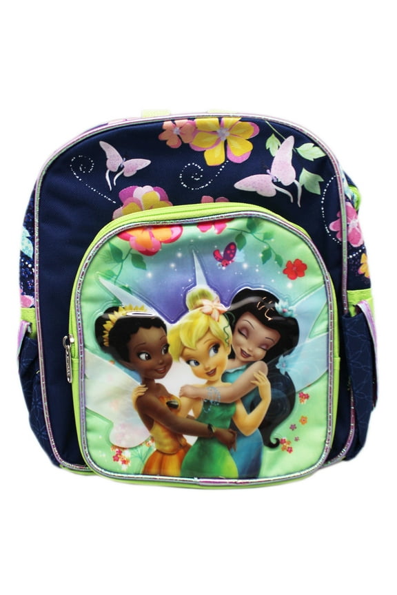 Fairies Tinker Bell and Friends Blue/Green Floral Mini Backpack (10in)