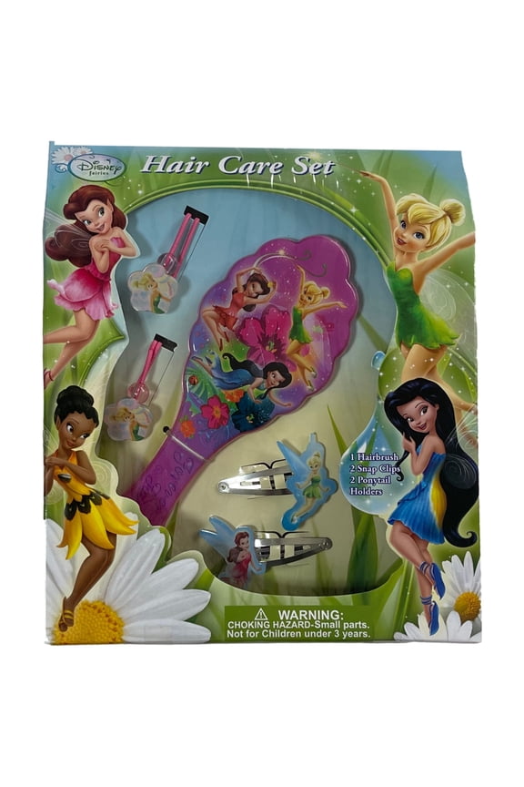 Tinkerbell Girls Hair Care Set Brush, Clips & Ponytail Holder