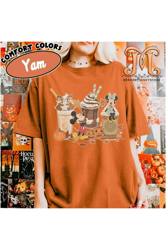Fall Coffee Shirt, Mickey Minnie Pumpkin Spice Latte Shirt, Pumpkin Coffee Lover Shirt, Disney Autumn Crewneck Shirt, Disney Fall Tee, S-5XL Shirt