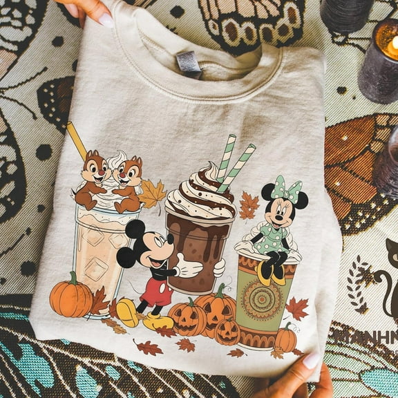 Disney Fall Coffee Sweatshirt, Mickey Minnie Pumpkin Spice Latte Sweatshirt, Pumpkin Coffee Lover Sweatshirt, Disney Autumn Crewneck, S-3XL Sweatshirt