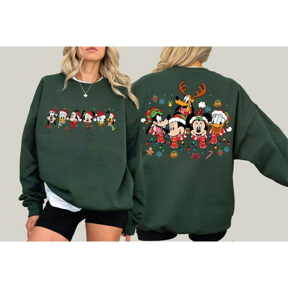Disney Family Christmas Sweatshirt, Two-Sides Disney Family Christmas Crewneck, Disney Character Sweatshirt