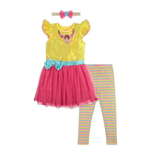 Disney Fancy Nancy Dress Leggings and Headband 3 Piece Set Infant to Big Kid