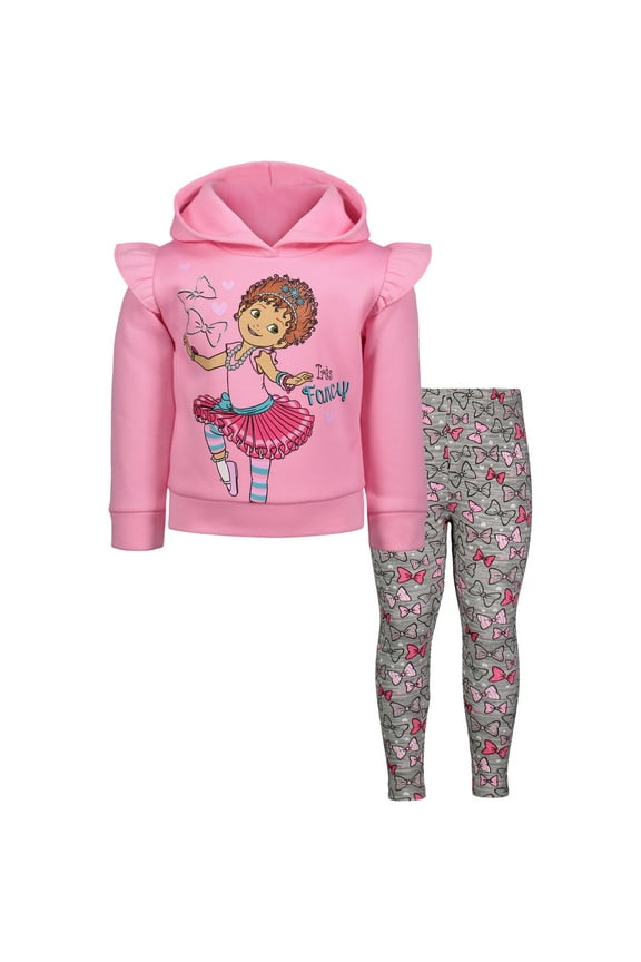 Fancy Nancy Little Girls Pullover Fleece Hoodie and Leggings Outfit Set Toddler to Big Kid