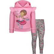 Disney Fancy Nancy Little Girls Pullover Fleece Hoodie and Leggings Outfit Set Toddler to Big Kid