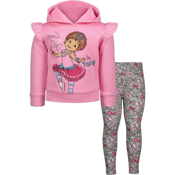 Disney Fancy Nancy Toddler Girls Pullover Fleece Hoodie and Leggings Outfit Set Toddler to Big Kid