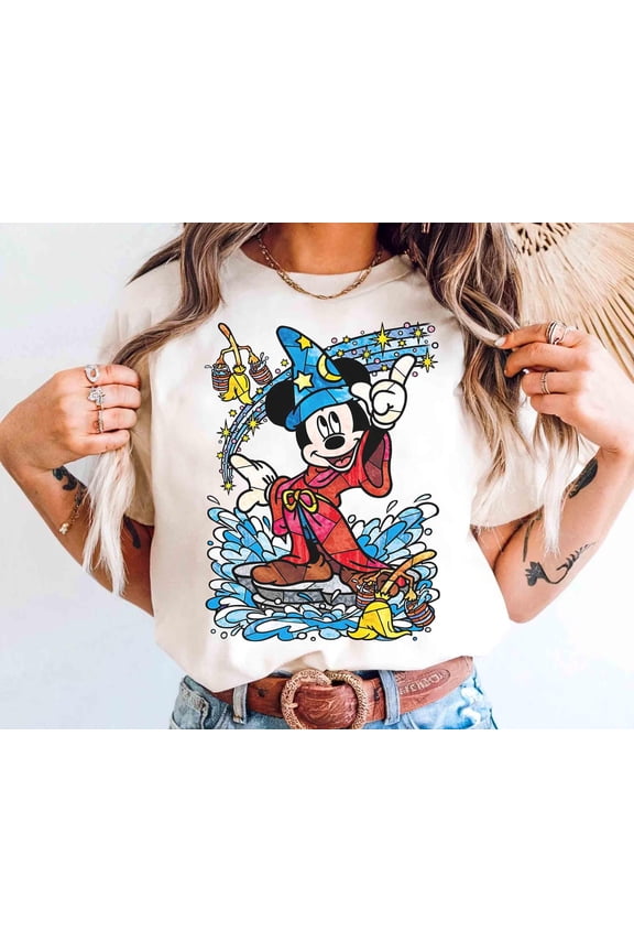 Disney Fantasia Sorcerer Mickey Mouse Magic Wizard Retro Shirt, Magic Kingdom Unisex T-shirt Family Birthday Gift Adult Kid Toddler Tee