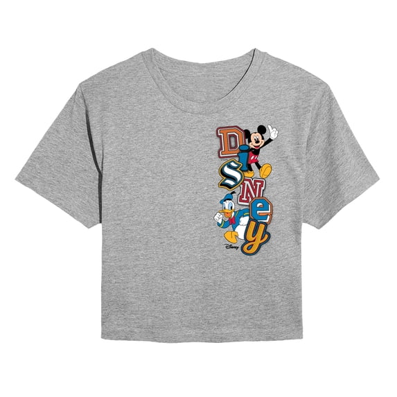 Disney - Faux Patch - Juniors Cropped Graphic T-Shirt
