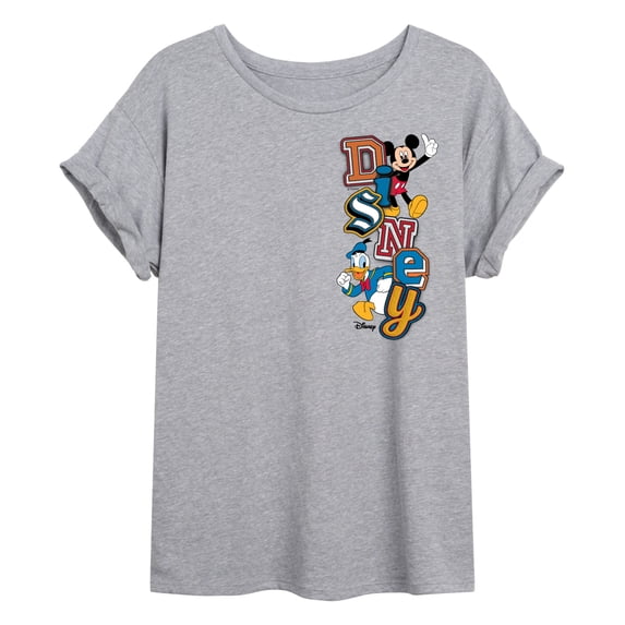 Disney - Faux Patch - Juniors Oversized Graphic T-Shirt