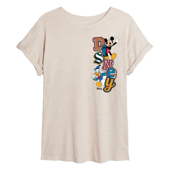 Disney - Faux Patch - Juniors Oversized Graphic T-Shirt