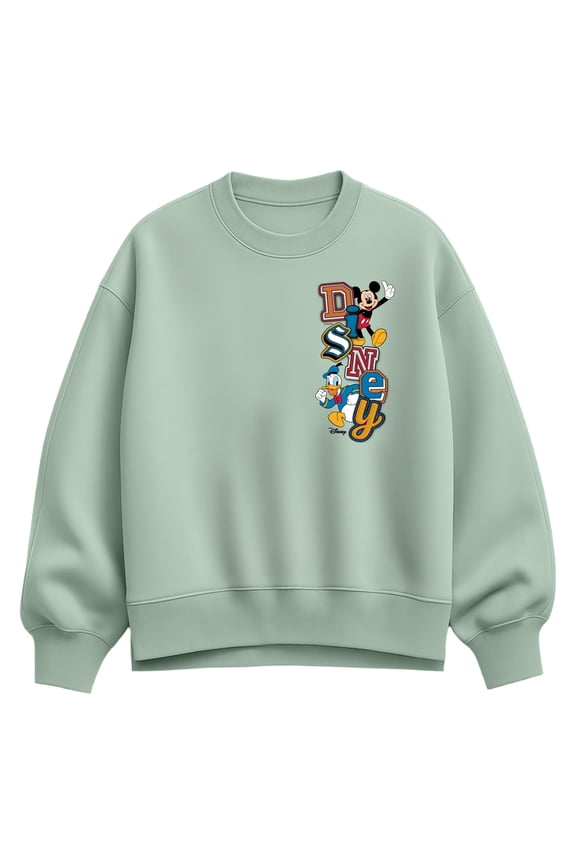 - Faux Patch - Women's Oversized Fleece Crew Sweatshirt