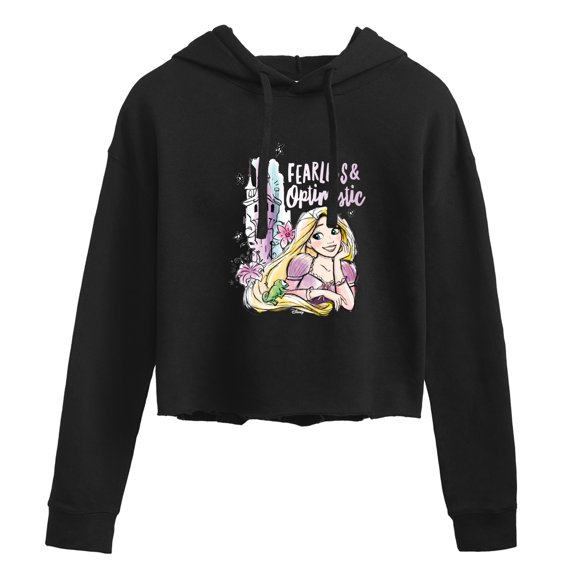 Disney - Fearless And Optimistic - Juniors Cropped Pullover Hoodie