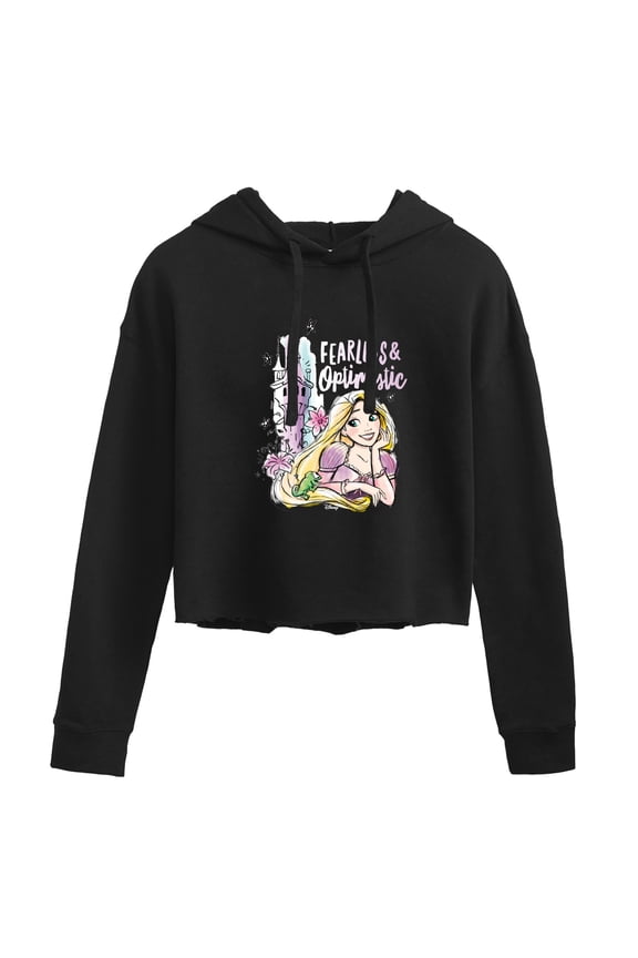- Fearless & Optimistic Cropped Graphic Hoodie