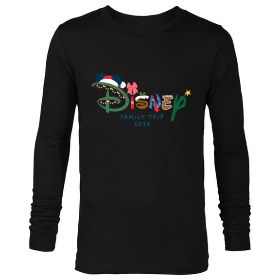Disney Festive Fill Logo Christmas Holiday Family Trip 2024 - Long Sleeve T-Shirt for Men - Customized-Black