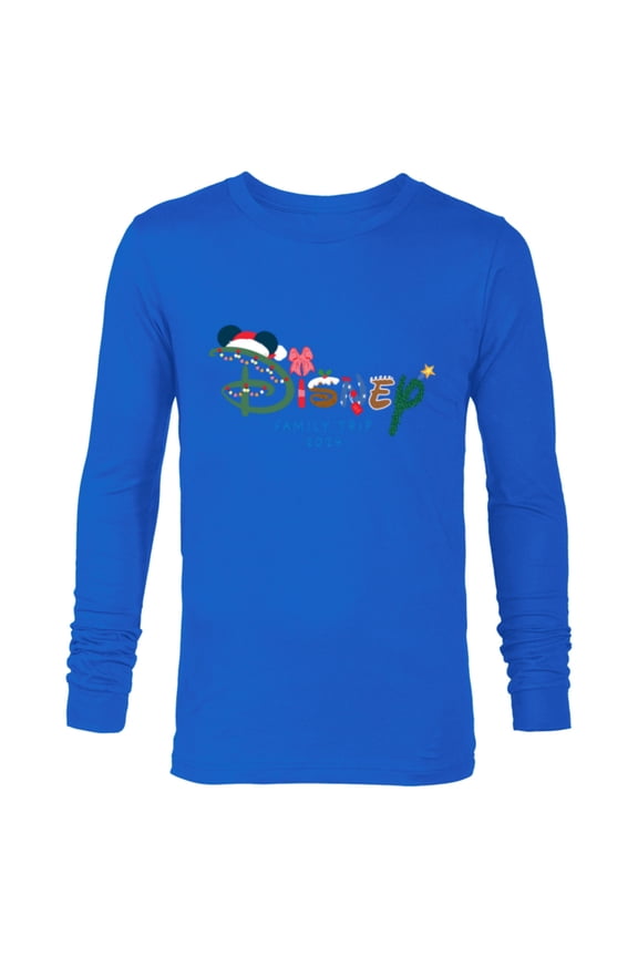 Festive Fill Logo Christmas Holiday Family Trip 2024 - Long Sleeve T-Shirt for Men - Customized-Navy