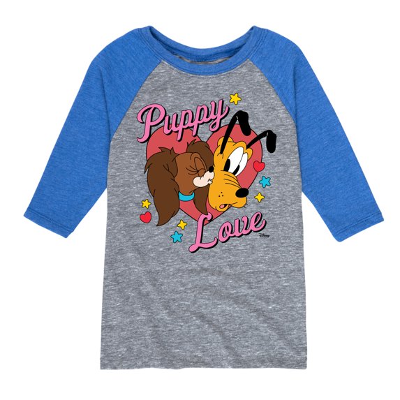 Disney - Fifi And Pluto Puppy Love - Toddler & Youth Raglan Graphic T-Shirt