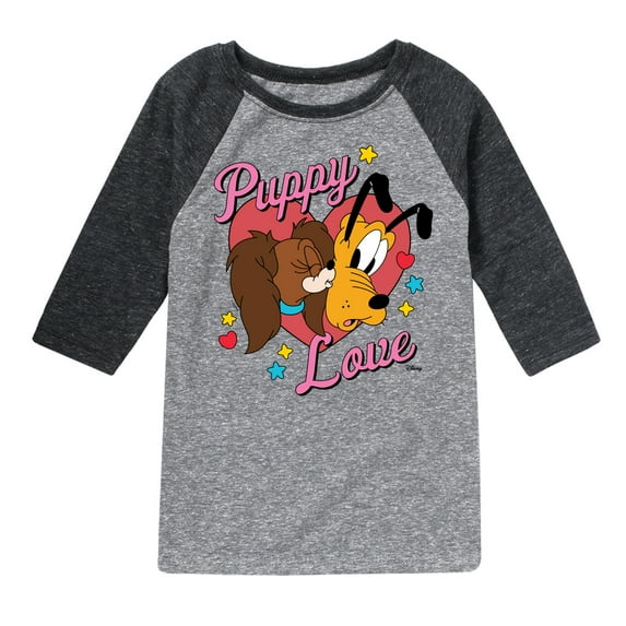 Disney - Fifi And Pluto Puppy Love - Toddler & Youth Raglan Graphic T-Shirt