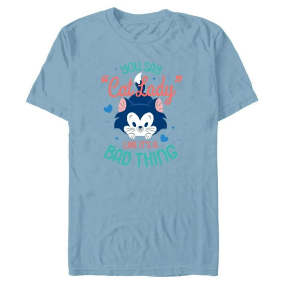Disney Figaro You Say Cat Lady Like It’s a Bad Thing - Short Sleeve Blended T-Shirt for Adults - Customized-Ocean Blue