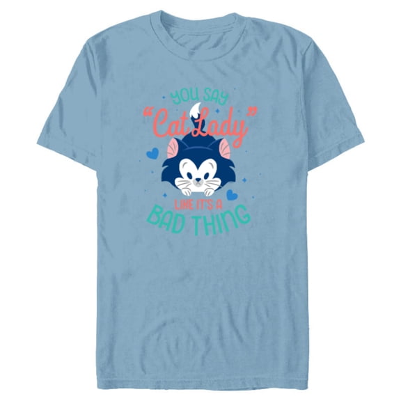 Disney Figaro You Say Cat Lady Like It’s a Bad Thing - Short Sleeve Blended T-Shirt for Adults - Customized-Ocean Blue