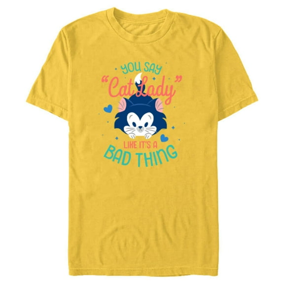 Disney Figaro You Say Cat Lady Like It’s a Bad Thing - Short Sleeve Blended T-Shirt for Adults - Customized-Yellow