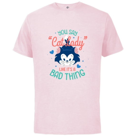 Disney Figaro You Say Cat Lady Like It’s a Bad Thing - Short Sleeve Cotton T-Shirt for Adults - Customized-Soft Pink