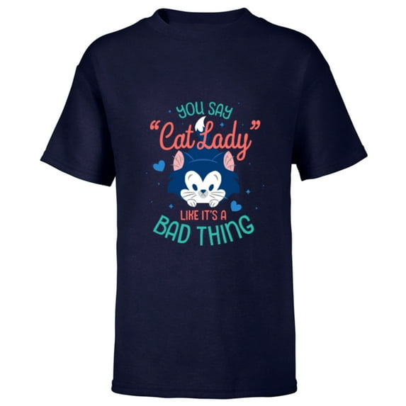 Disney Figaro You Say Cat Lady Like It’s a Bad Thing - Short Sleeve T-Shirt for Kids - Customized-Navy