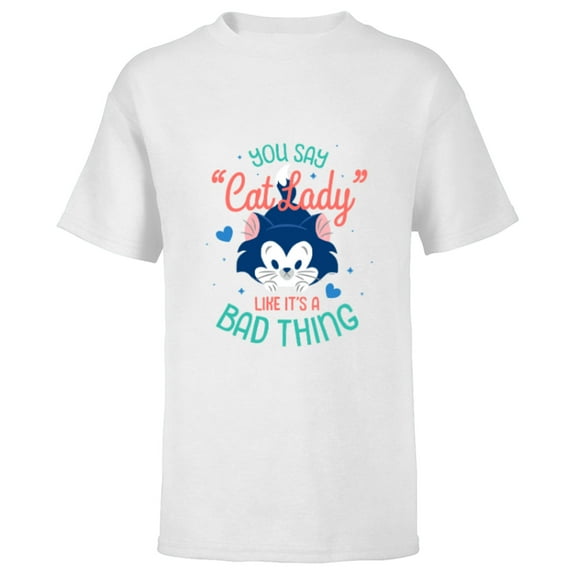 Disney Figaro You Say Cat Lady Like It’s a Bad Thing - Short Sleeve T-Shirt for Kids - Customized-White