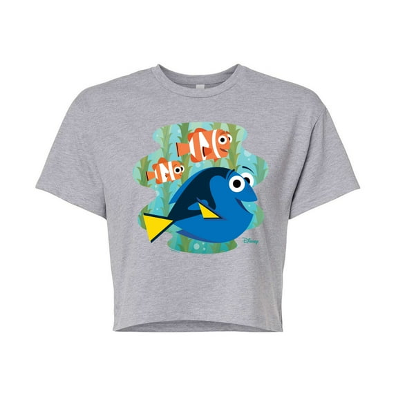 Disney Finding Dory - Dory, Marlin, & Nemo - Juniors Cropped Cotton Blend T-Shirt