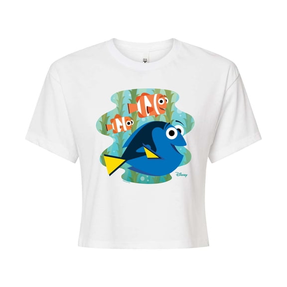 Disney Finding Dory - Dory, Marlin, & Nemo - Juniors Cropped Cotton Blend T-Shirt