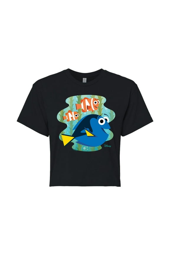 Finding Dory - Dory, Marlin, & Nemo - Juniors Cropped Cotton Blend T-Shirt