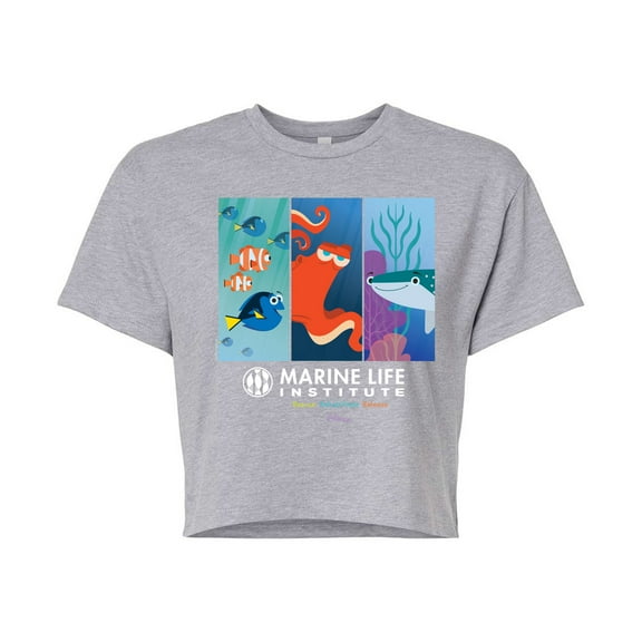 Disney Finding Dory - Marine Life Institute - Juniors Cropped Cotton Blend T-Shirt